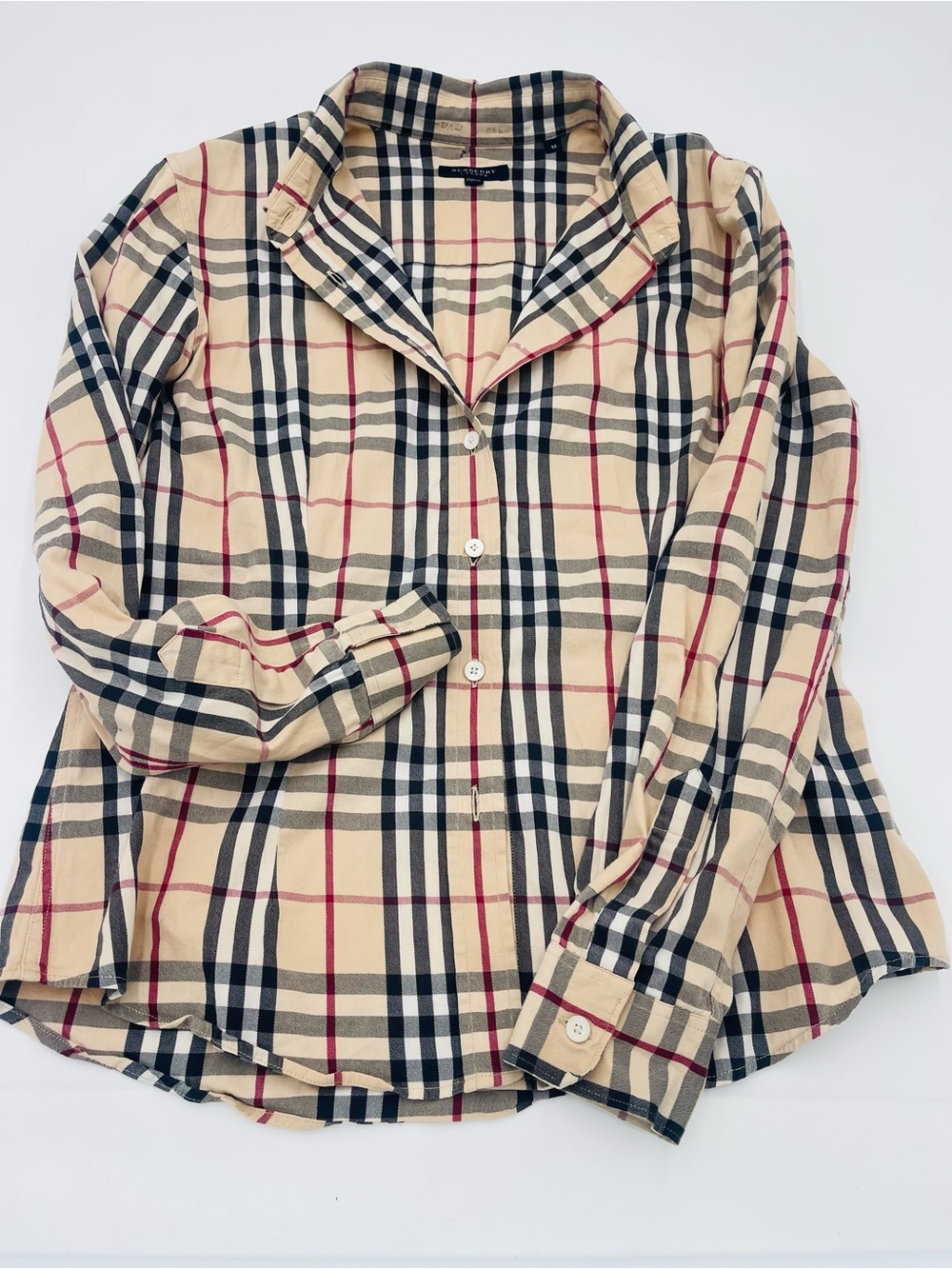 Burberry Classic Check Button-Down Women's Shirt - Beige/Black/Red size M